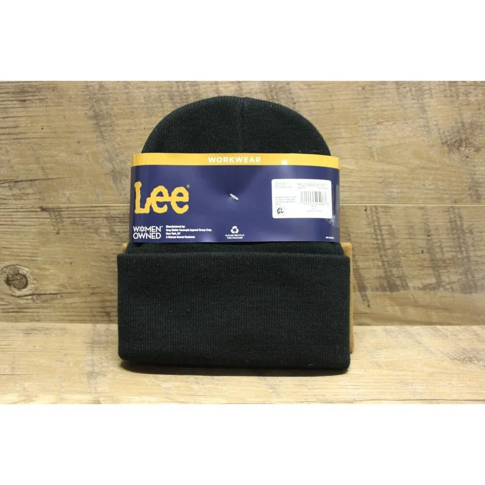 Lee workwear ribbed‎ fold cuff knit beanie pack of 2 brown black